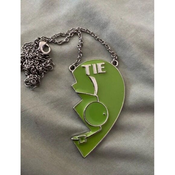 Vintage Nickelodeon Bestie Pendant Necklace TIE Half Green Rare Complete Yours - Picture 10 of 16
